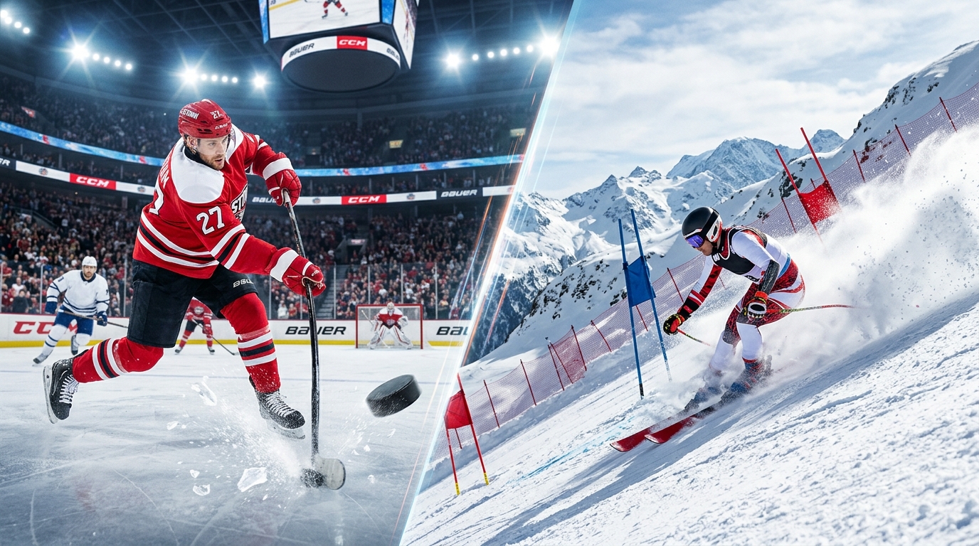 Diffusion en direct de match de hockey sur glace suisse et ski alpin en qualité 4K 60 FPS sans latence